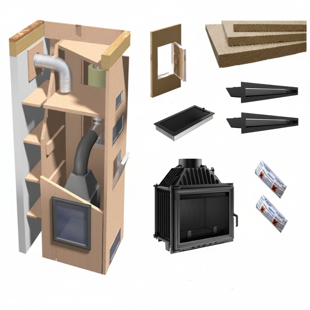 Kaminbausatz Set Maja 8 | Luftgitter schwarz | 8 kW ➔ www.klimaworld.com