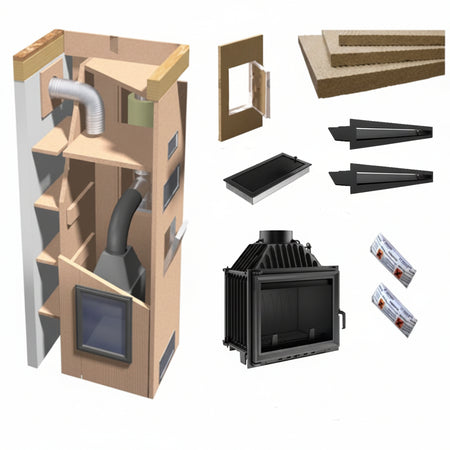 Kaminbausatz Set Maja 8 | Luftgitter schwarz | 8 kW ➔ www.klimaworld.com