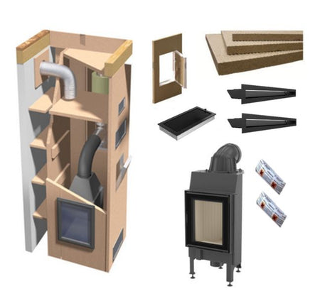 Kaminbausatz Set Nadia 8 | Luftgitter schwarz | 7 kW