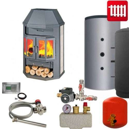 Wasserkaminofen Klima CS 15kW Edilkamin Warmhaltefach komplett Set