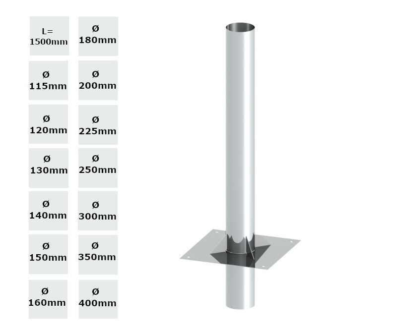 Jeremias Kaminerhöhung Einwandig 1500 mm | Zubehör und Ø wählbar