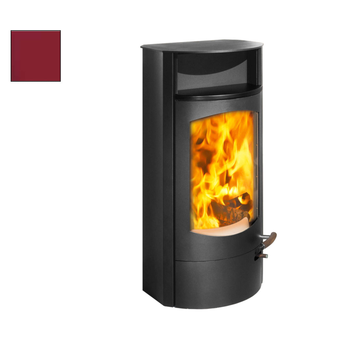 Austroflamm Koko 2.0, Stahlmantel, Keramikfarbe Deckel + Warmhaltefach in "rubinrot"