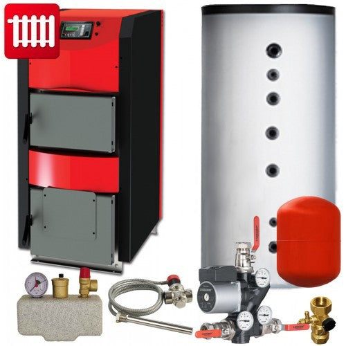 Scheitholzkessel ThermoFlux Holzkessel HKK Active 30 kW Set-1 