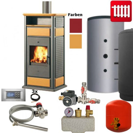 Wasserführender Kaminofen Warm CS 15kW komplettset 