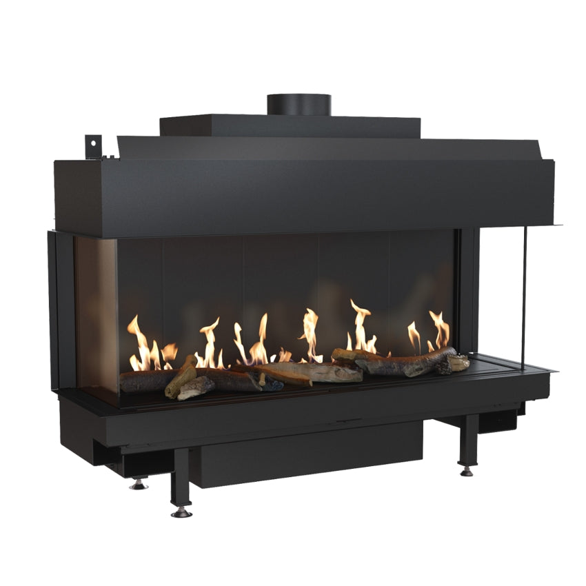 Kratki Gaskamin LEO 100 | Eckkamin 3-seitig | 8,2 - 9 kW | Gasart wählbar