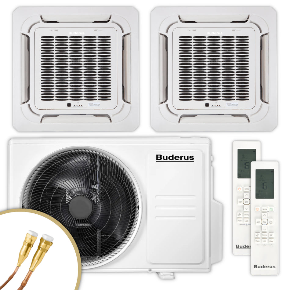 BUDERUS  Deckenkassetten Klimaanlage Set AC166i MS 4CC | 2,1 kW + 2,1 kW | klimaworld.com