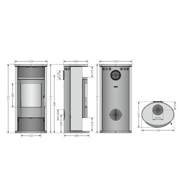 Justus | Kaminofen | Island 7 | Stahl Gussgrau  | 6,5 kW ➩ Klimaworld