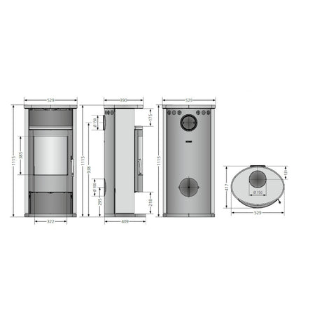 Justus | Kaminofen | Island 7 | Stahl Gussgrau  | 6,5 kW ➩ Klimaworld