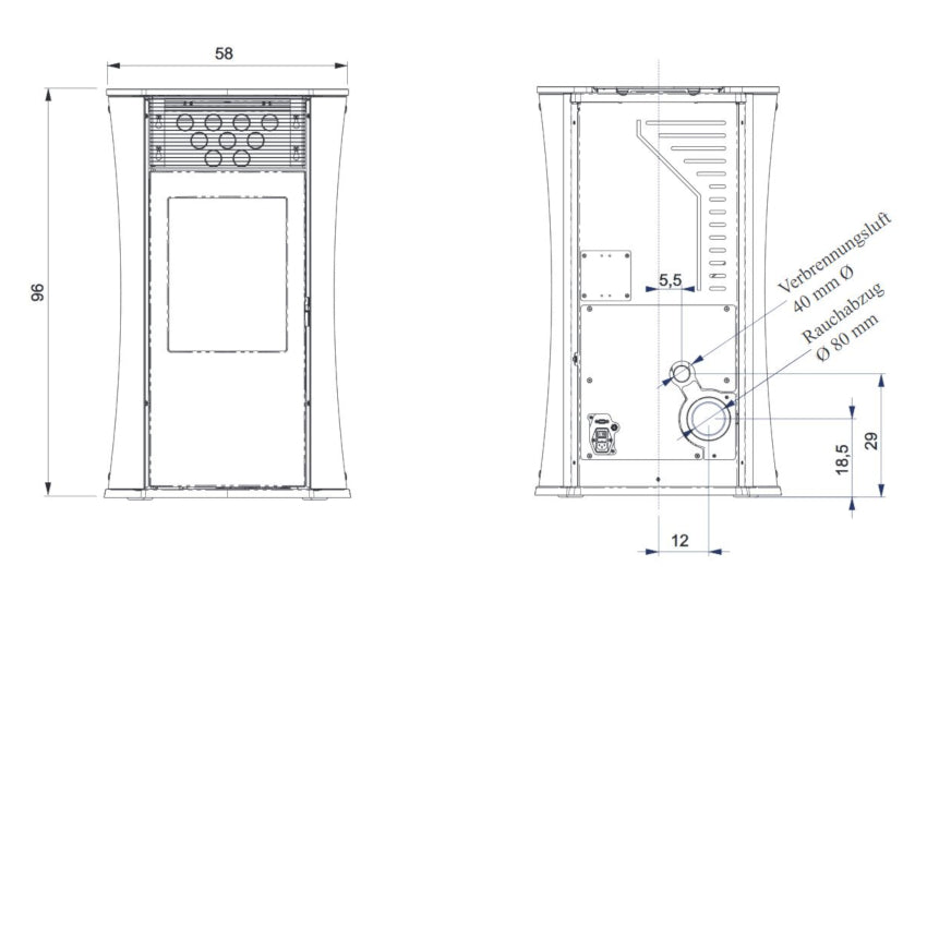 Edilkamin Pelletofen Mya Air Tight vorne/hinten