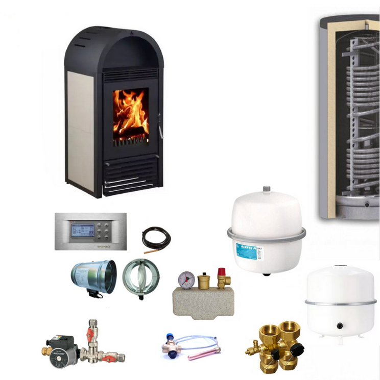 Wassergeführter Kaminofen | Marbella  | Hygienespeicherset 12 kW