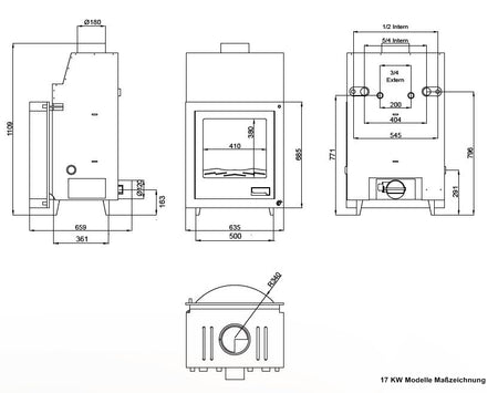 Wasserführender Kamineinsatz 17 kw Aquaflam Prisma
