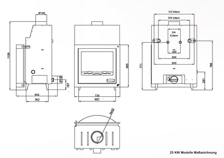 Wasserführender Kamineinsatz 25 kw Aquaflam Flat