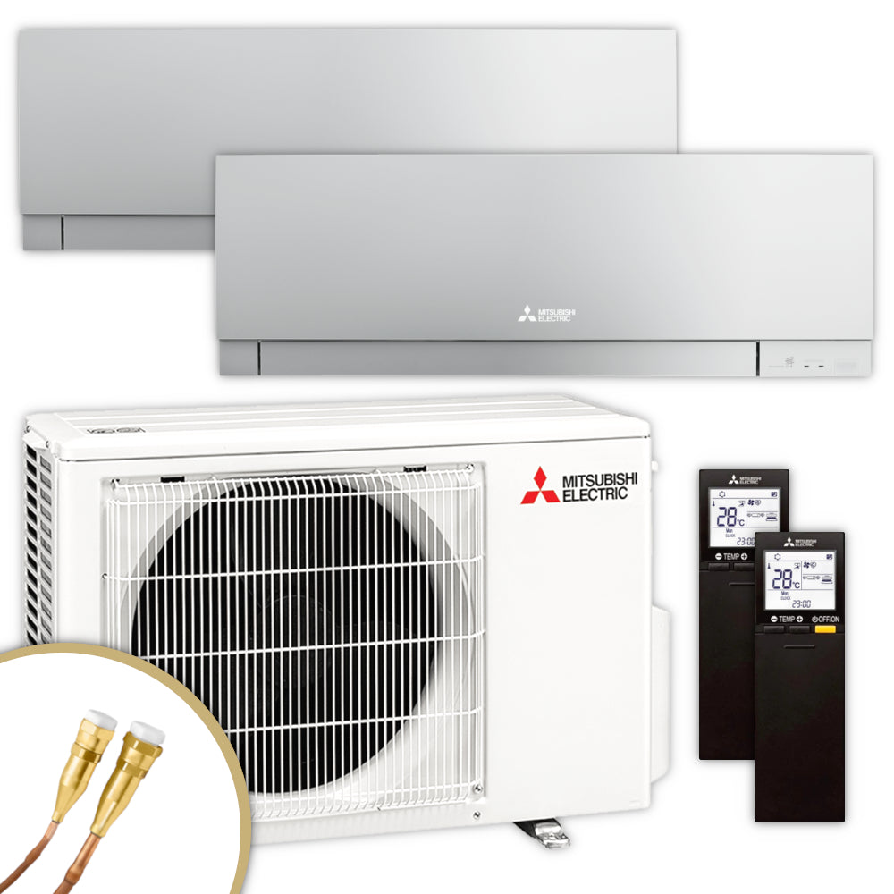 Mitsubishi Multisplit Klimaanlage Set MSZ-EF | 3,5 kW + 3,5 kW | Silver | klimaworld.com