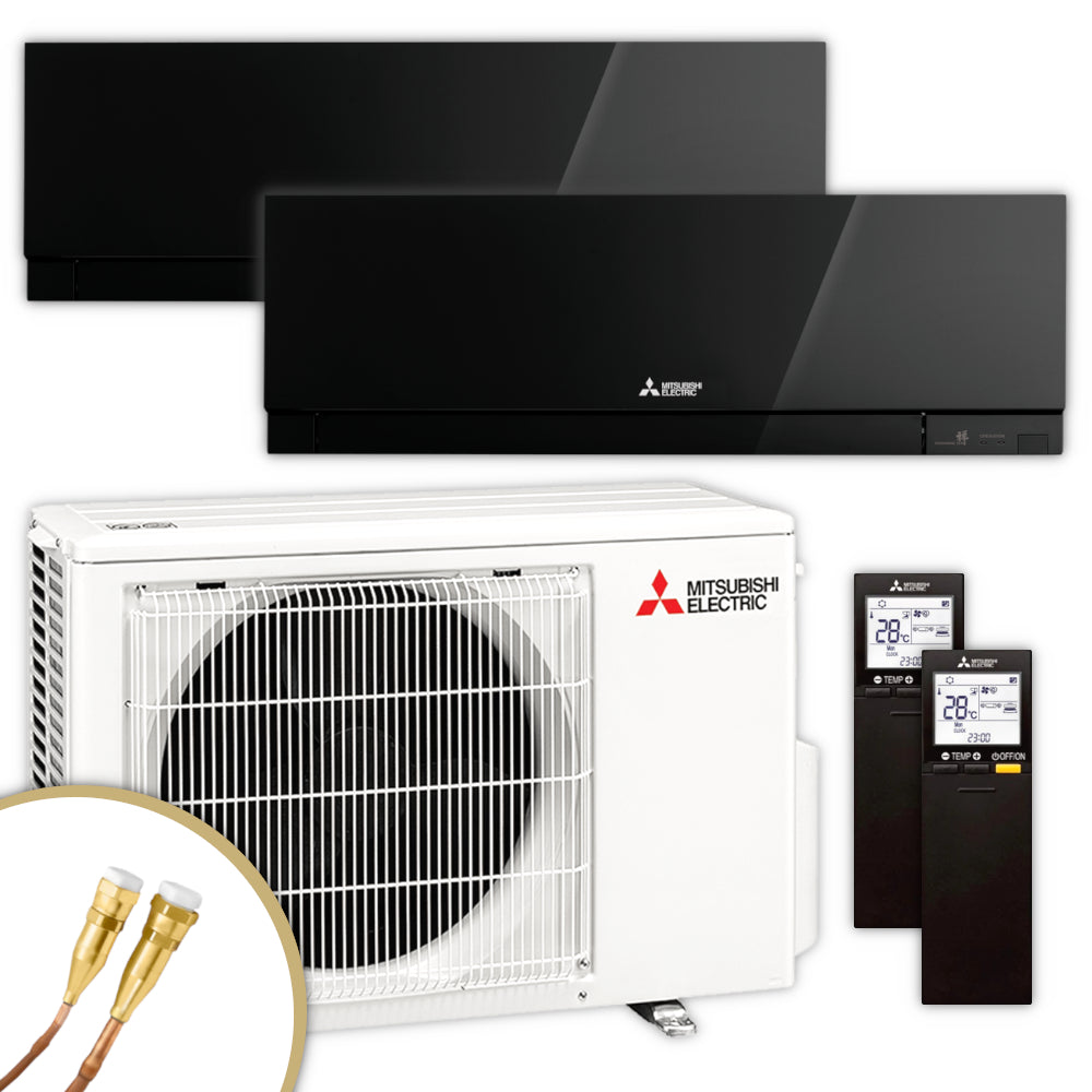 Mitsubishi Multisplit Klimaanlage Set MSZ-EF | 3,5 kW + 3,5 kW | Black | klimaworld.com