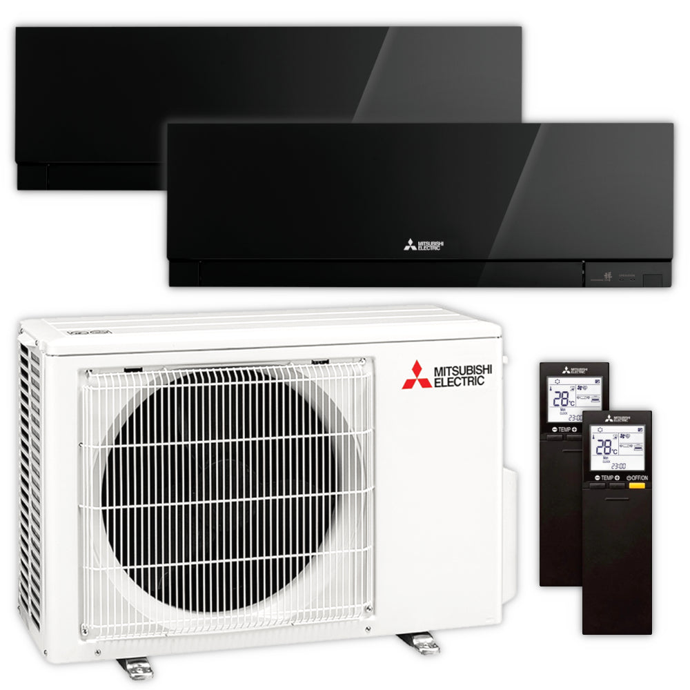Mitsubishi Multisplit Klimaanlage Set MSZ-EF | 3,5 kW + 3,5 kW | Black | klimaworld.com
