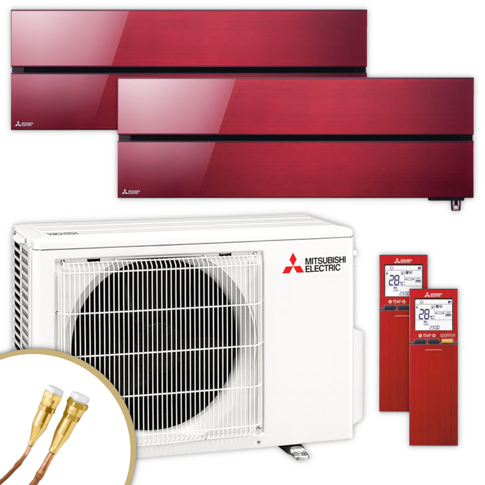Mitsubishi Multisplit Klimaanlage Set MSZ-LN | 3,5 kW + 3,5 kW | Ruby Red | klimaworld.com