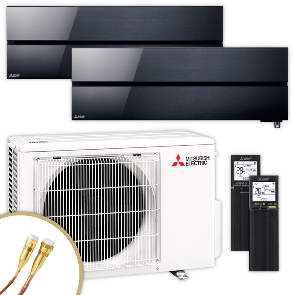 Mitsubishi Multisplit Klimaanlage MSZ-LN | 3,5 kW + 3,5 kW | Onyx Black | klimaworld.com