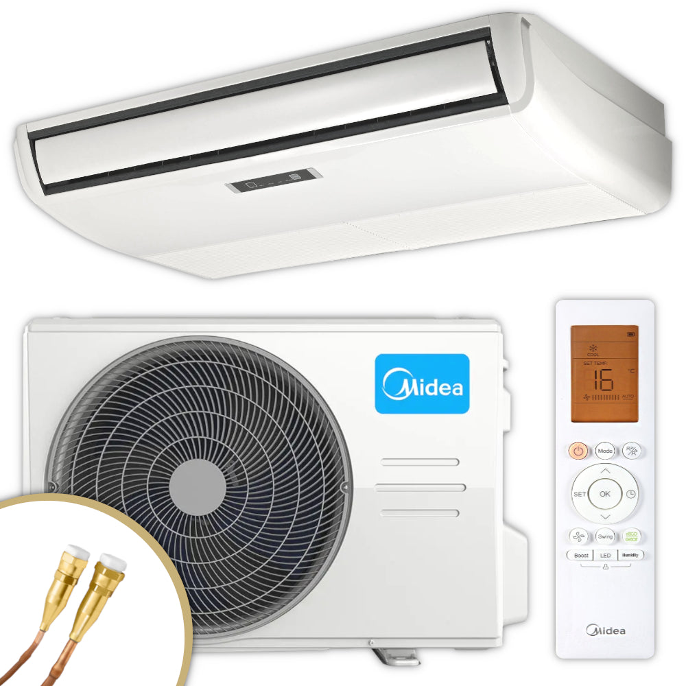 Midea Klimaanlage Flextruhengeraet MUEU2-18HRFNX(GA) Set mit Innengeraet, Aussengeraet mit Ventilator, Quick-Connect Anschluesse, weisser Fernbedienung | Klimaworld.com