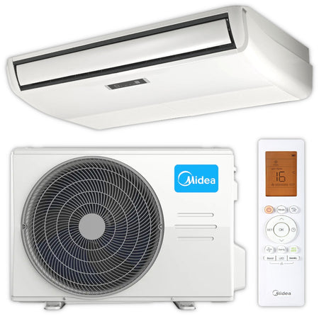MUE2-24HRFNX(GA) Midea Klimaanlage Flextruhengeraet, Set mit Innengeraet, Aussengeraet mit Ventilator und weisser Fernbedienung | Klimaworld.com
