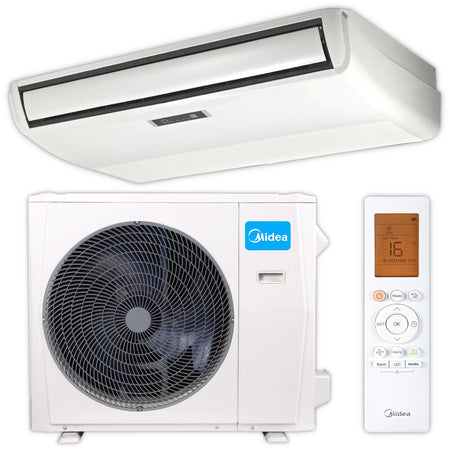 MUE2-36HRFNX(GA) Midea Klimaanlage Flextruhengeraet Set mit Innengeraet, Aussengeraet mit Ventilator und weisser Fernbedienung | Klimaworld.com