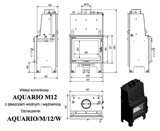Kamineinsatz wasserführend Aquario M12 Kw Kratki
