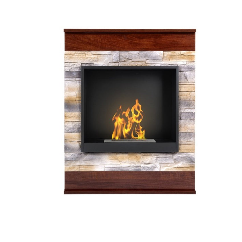 Aflamo Bio-Kamin | Smart Stone mit Einsatz Bio 40 | desert/walnuss