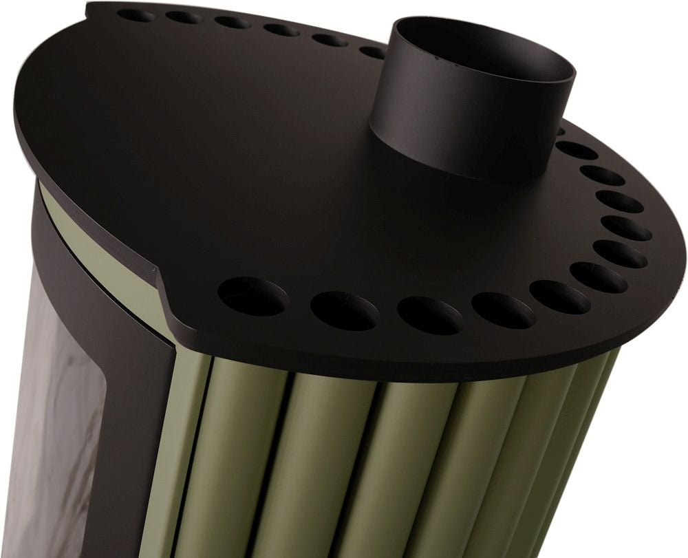 HS Flamingo Warmluftofen Masterfalmme Piccolo II in Gruen, Detail | Klimaworld.com