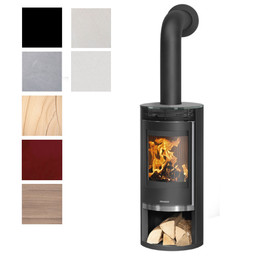 Oranier Kaminofen Rota 2.0 Stahl Schwarz, Abdeckplatte Farbwahl | klimaworld.com