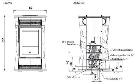 Pelletofen EdilKamin Cameo 15 kW mit Fernbedienung