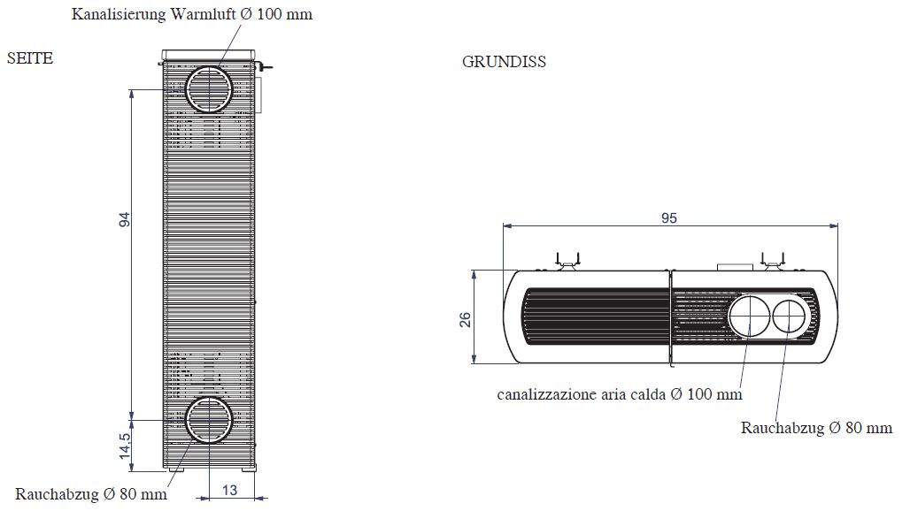 Pelletofen EdilKamin Nancy 9 kW mit Fernbedienung Slim-Line