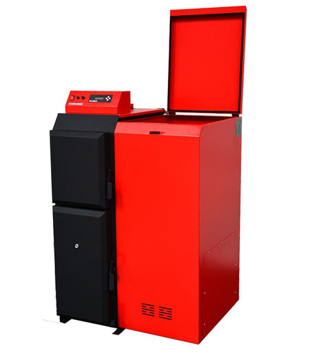 ThermoFlux Pelletheizung Pelling 50 ECO mit 47 kW und 185 kg Behälter, rechts offen| Klimaworld.com