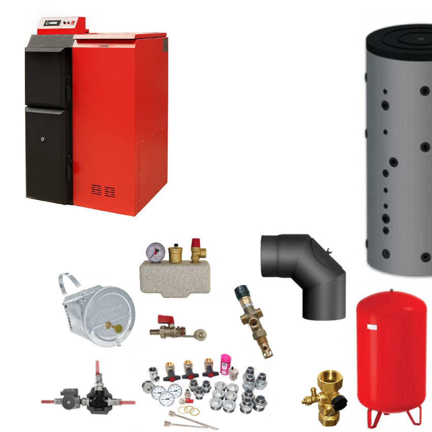 Pelling 25 ECO Kesselset mit Pelletheizung, Pufferspeicher, Ausdehnungsgefaess, Ventilen und Anschlusszubehoer | Klimaworld.com
