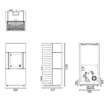 Austroflamm Pelletofen Percy | mit Wlan und Fernbedienung | Maße