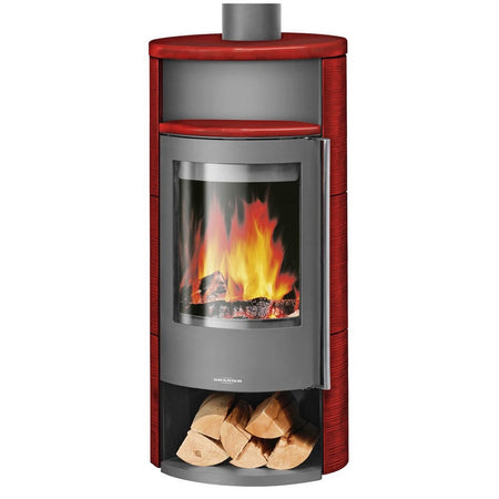 ORANIER | Polar Neo 4 | Kaminofen| Gussgrau | 5.0 kW | Paprikarot