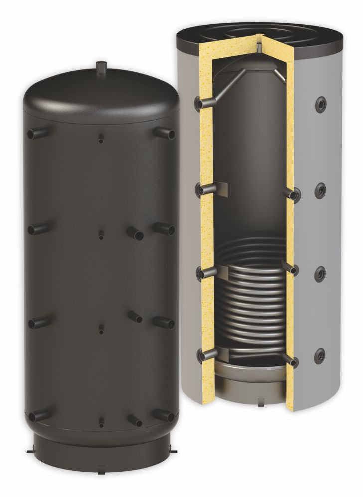 Pufferspeicher ThermoFlux 500 Liter Heizungswasser PBM-R 90° Anschlüsse 1 WT | www.klimaworld.com