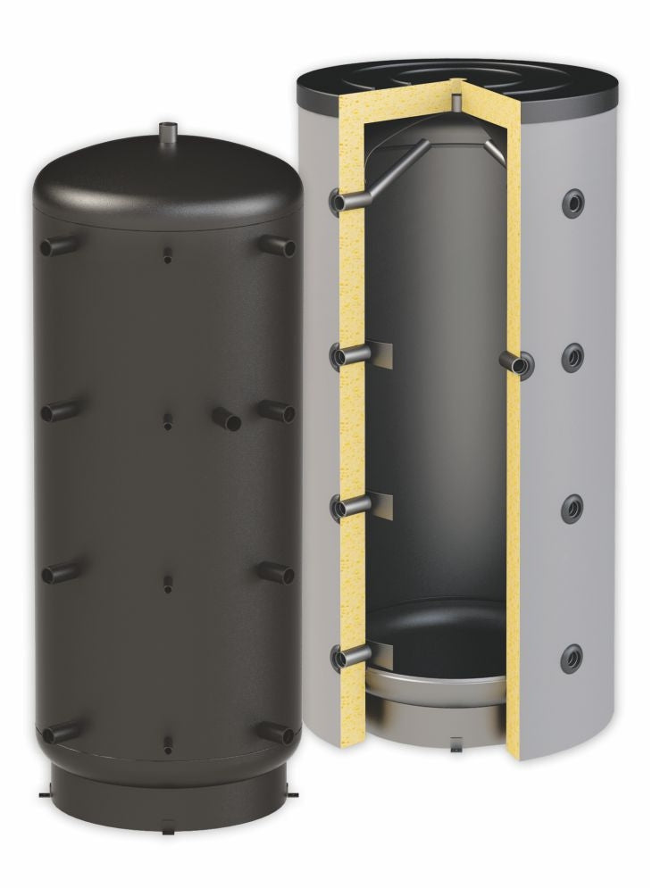 Pufferspeicher ThermoFlux 300 Liter Heizungswasser PBM 90° Anschlüsse | www.klimaworld.com