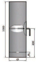 Rauchrohr 1000mm mit Drosselklappe, integrierter Tür und Kondensring Durchmesser 150mm