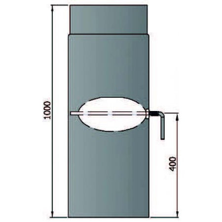 Rauchrohr 1000mm mit L Drosselklappe Durchmesser 160mm