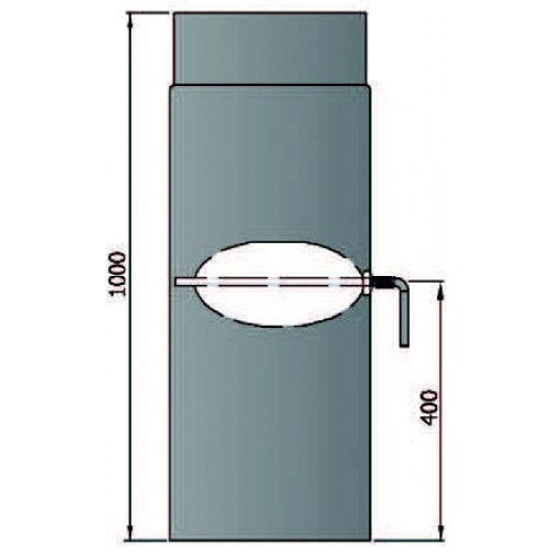 Rauchrohr 1000mm mit L Drosselklappe Durchmesser 200mm