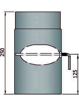Rauchrohr 250mm mit L Klappe Durchmesser 200mm