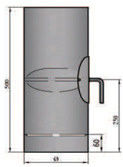 Rauchrohr 500mm mit Drosselklappe, integrierter Tür und Kondensring Durchmesser 130mm