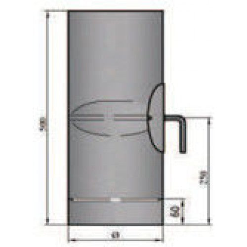 Rauchrohr 500mm mit Drosselklappe, integrierter Tür und Kondensring Durchmesser 150mm