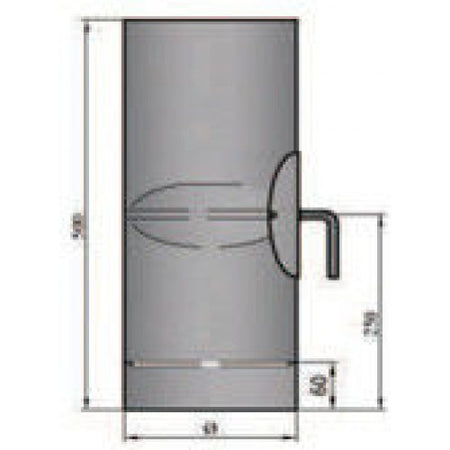 Rauchrohr 500mm mit Drosselklappe, integrierter Tür und Kondensring Durchmesser 150mm