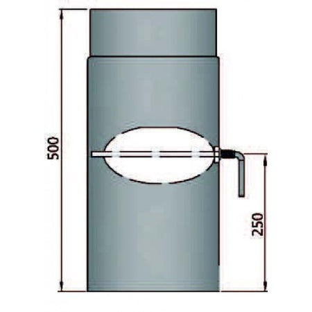 Rauchrohr 500mm mit L Klappe Durchmesser 200mm
