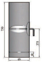 Rauchrohr 750mm mit Drosselklappe, integrierter Tür und Kondensring Durchmesser 150mm