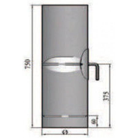 Rauchrohr 750mm mit Drosselklappe, integrierter Tür und Kondensring Durchmesser 130mm