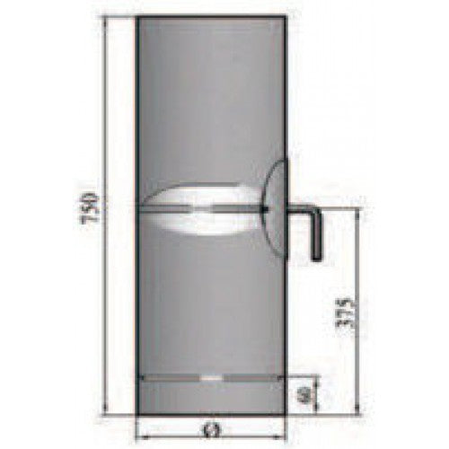 Rauchrohr 1000mm mit Drosselklappe, integrierter Tür und Kondensring Durchmesser 130mm