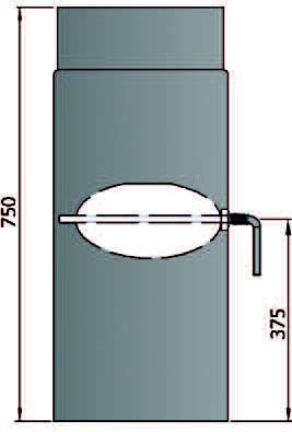 Rauchrohr 750mm mit L Drosselklappe Durchmesser 150mm