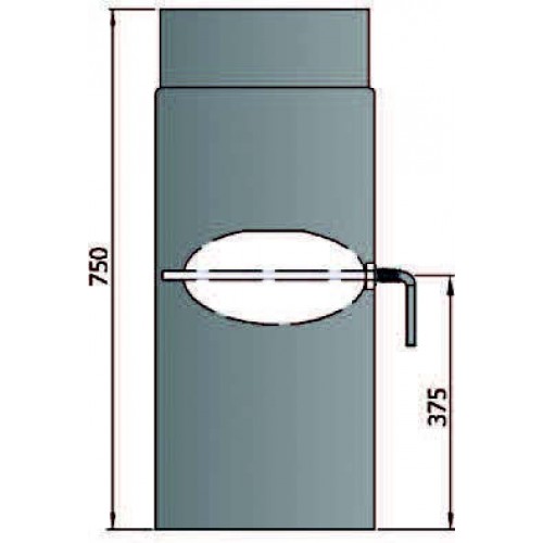 Rauchrohr 750mm mit L Drosselklappe Durchmesser 130mm