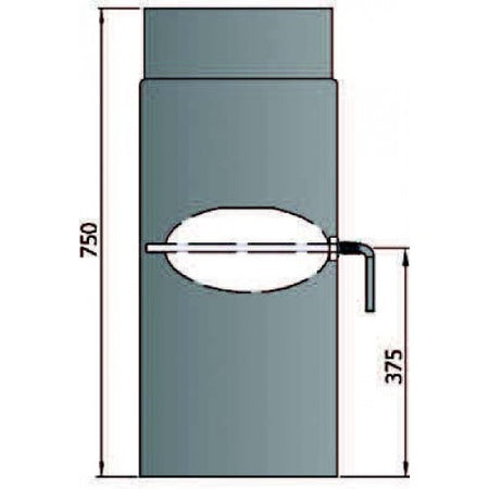 Rauchrohr 750mm mit L Drosselklappe Durchmesser 130mm